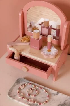 Little Dutch Wooden Vanity Table - Pink -Little Dutch 0016568 little dutch vanity table flowers butterflies 7