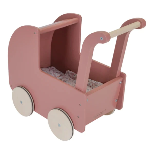 Little Dutch Pink Wooden Doll Pram 4 Little Dutch Pink Wooden Doll Pram - Image 4